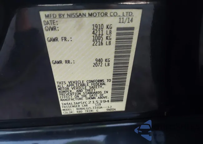 1N4AL3AP5FC215394: 43265632
