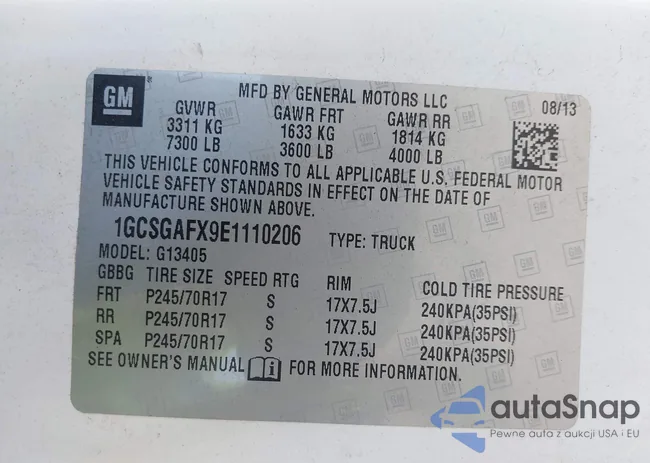 1GCSGAFX9E1110206: 43265641