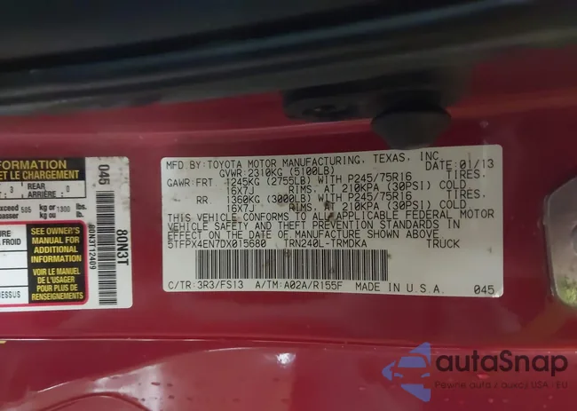 5TFPX4EN7DX015680: 43265807