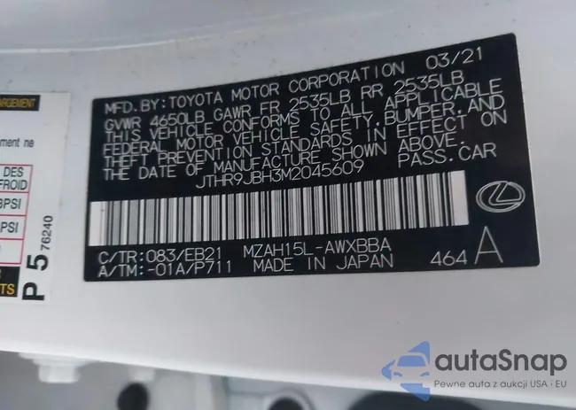 JTHR9JBH3M2045609: 43266825