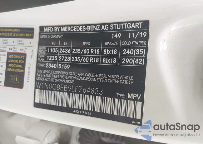 W1N0G8EB9LF764833: 43266845