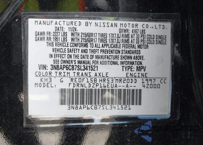 3N8AP6CB7SL341521: 43267023