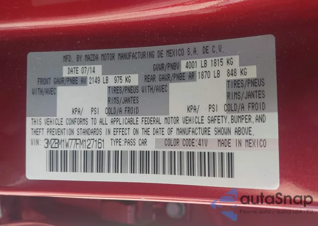 3MZBM1W77FM127161: 43267029