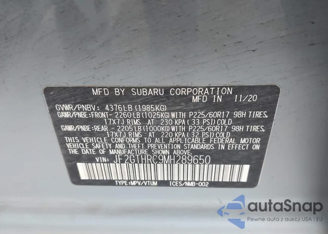 JF2GTHRC9MH289650: 43267053