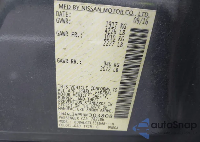 1N4AL3AP9HN303808: 43267207