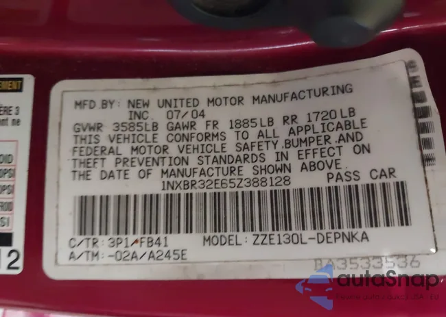 1NXBR32E65Z388128: 43267406