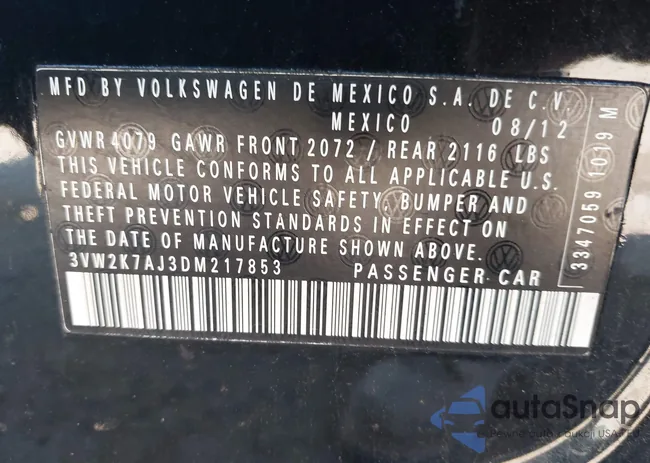 3VW2K7AJ3DM217853: 43266615