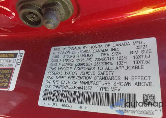 2HKRW2H89MH641362: 43266715