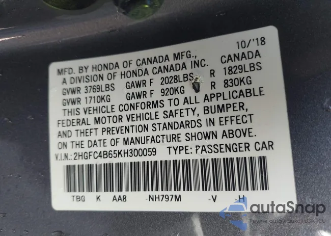 2HGFC4B65KH300059: 43268183