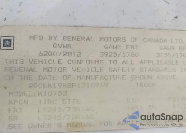 2GCEK19K8P1218969: 43268199