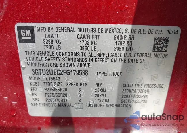 3GTU2UEC2FG179538: 43268232