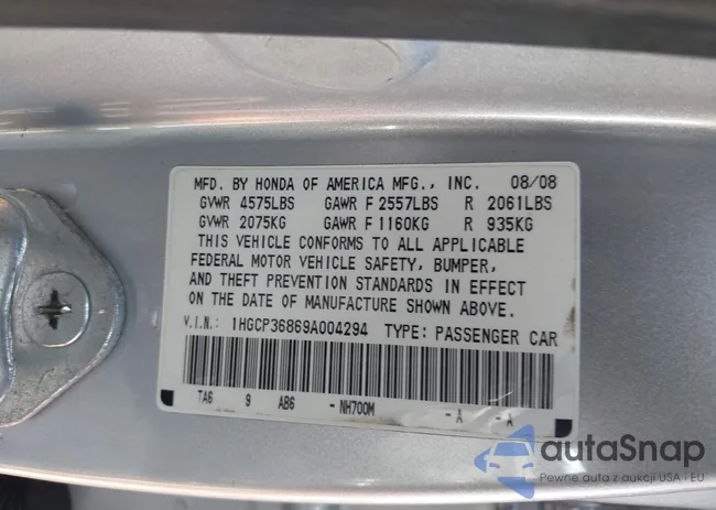 1HGCP36869A004294: 43268252