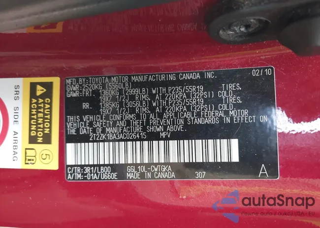 2T2ZK1BA3AC026415: 43268254