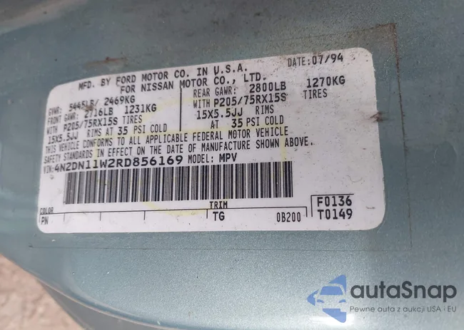 4N2DN11W2RD856169: 43268257