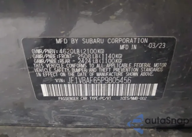 JF1VBAF65P9805456: 43268285