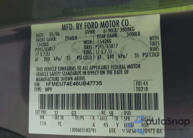 1FMEU74E46UB47735: 43268289