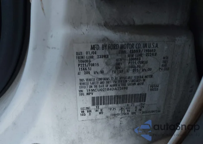 1FMCU02184DA22698: 43268305