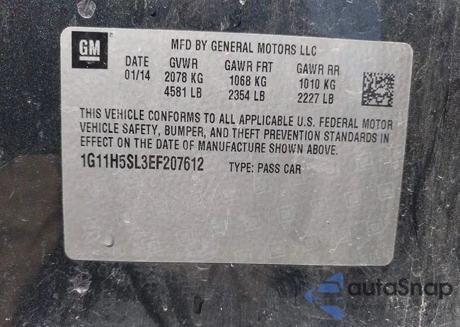 1G11H5SL3EF207612: 43268318