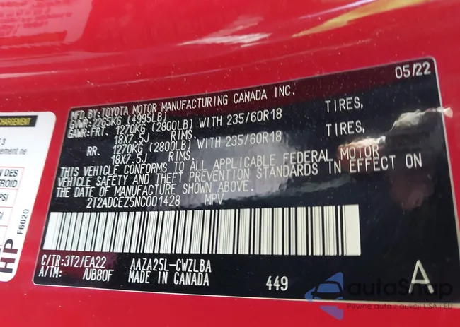 2T2ADCEZ5NC001428: 43267609