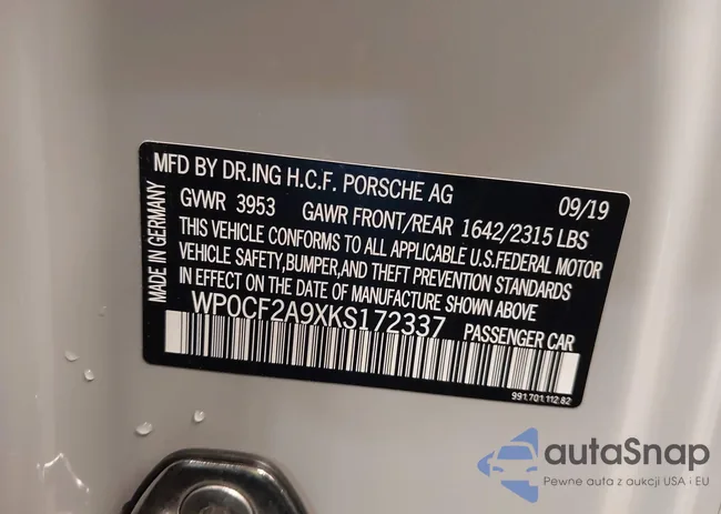 WP0CF2A9XKS172337: 43267611