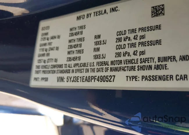 5YJ3E1EA8PF490527: 43268882