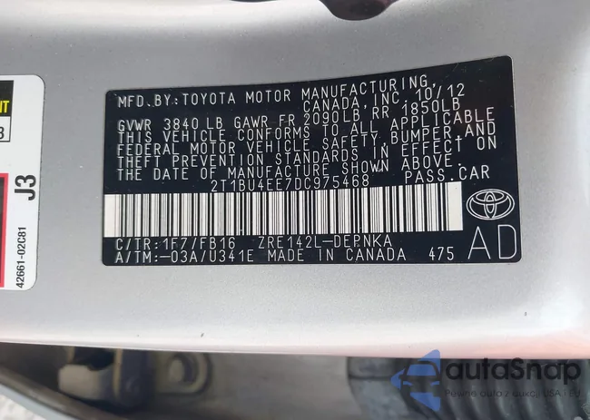 2T1BU4EE7DC975468: 43268915