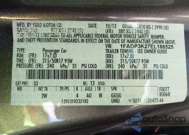 1FADP3K27EL188525: 43268997