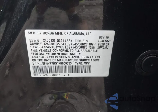 5FNYF7H54KB009055: 43269003