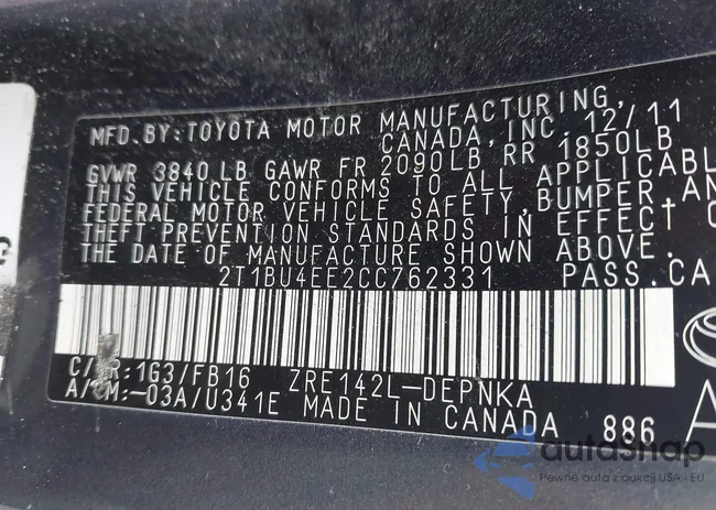 2T1BU4EE2CC762331: 43269046