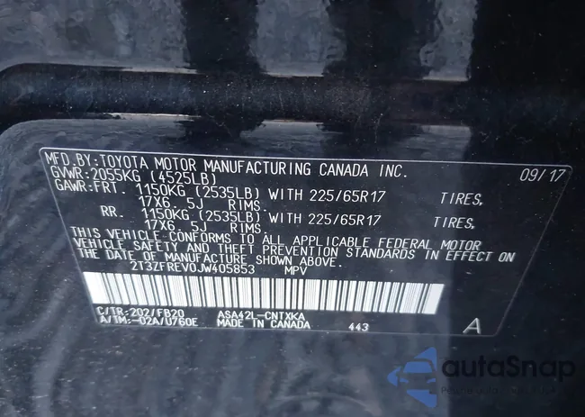 2T3ZFREV0JW405853: 43269081