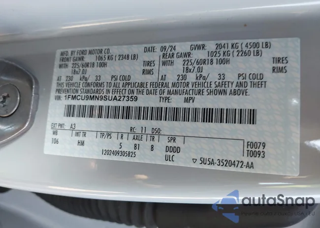 1FMCU9MN9SUA27359: 43269182