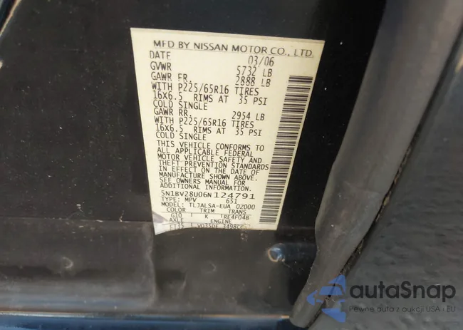 5N1BV28U06N124791: 43269225