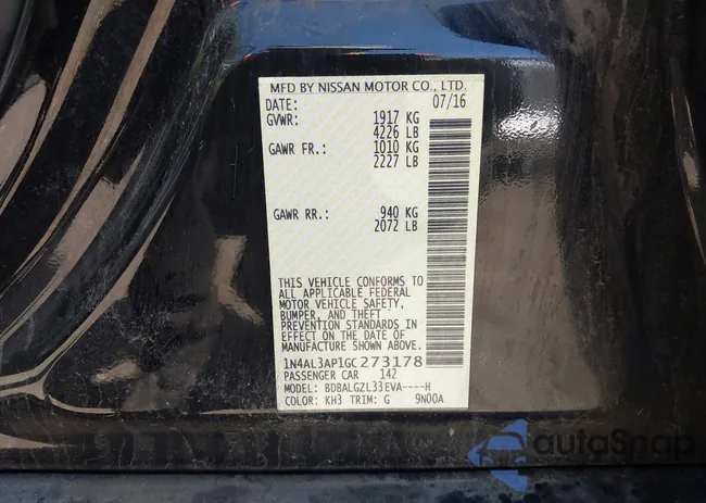 1N4AL3AP1GC273178: 43269253