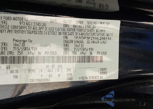 1FADP3F21HL295116: 43269305