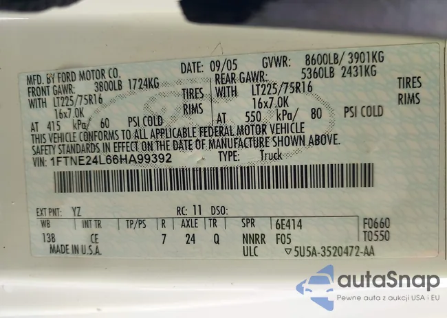 1FTNE24L66HA99392: 43269341