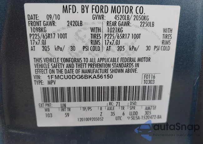 1FMCU0DG6BKA56150: 43268440