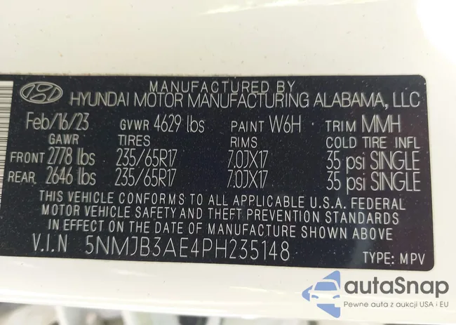 5NMJB3AE4PH235148: 43268470