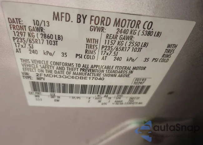 2FMDK3GC6DBE17040: 43268583