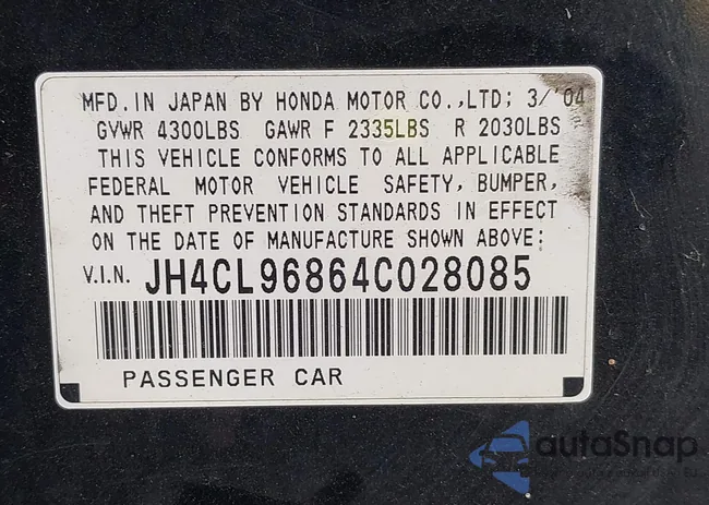 JH4CL96864C028085: 43268645