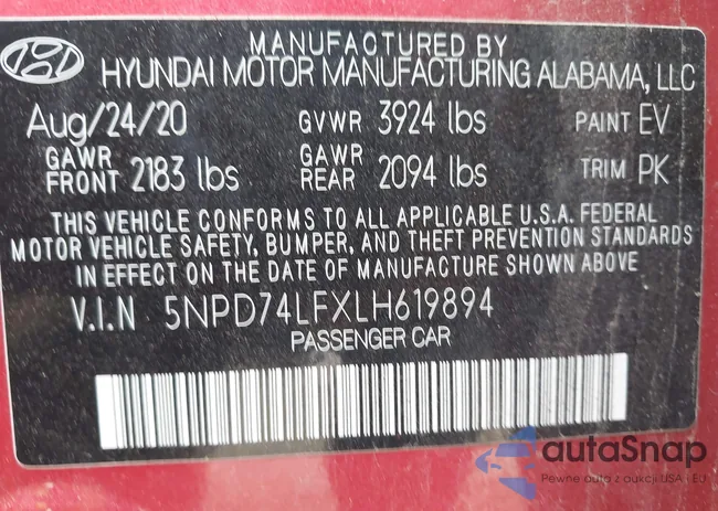 5NPD74LFXLH619894: 43268690