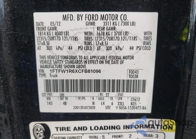 1FTFW1R6XCFB81096: 43268699