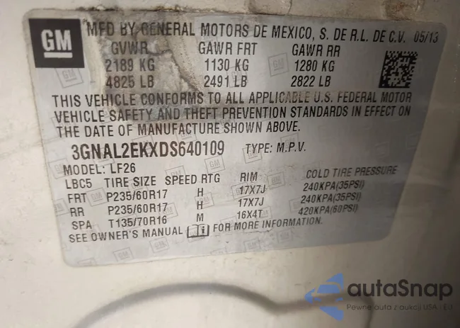 3GNAL2EKXDS640109: 43269847