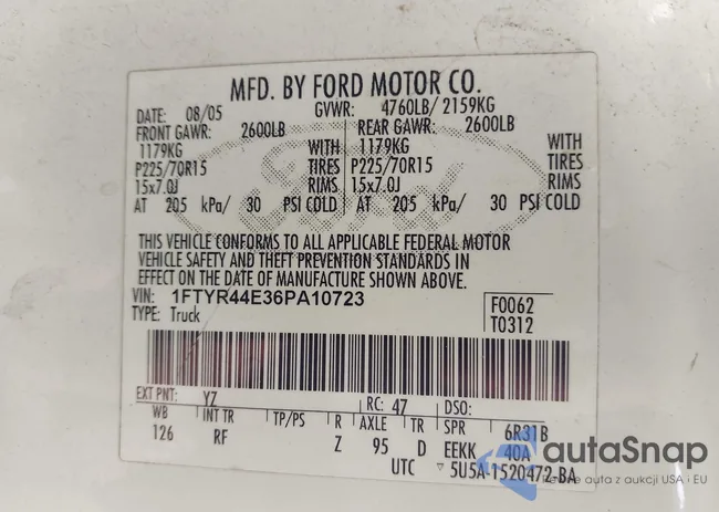 1FTYR44E36PA10723: 43270057