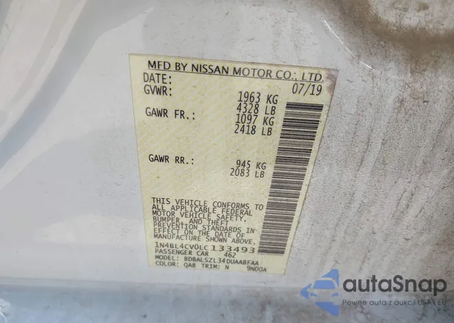 1N4BL4CV0LC133493: 43270090