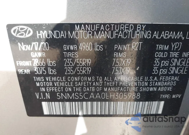 5NMS5CAA0LH305988: 43270122