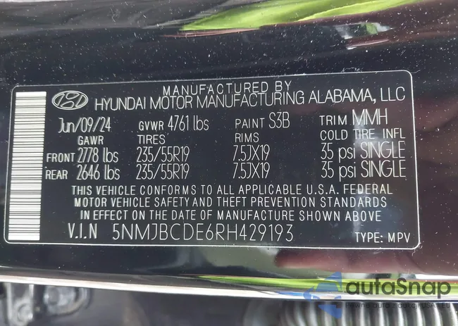 5NMJBCDE6RH429193: 43270224