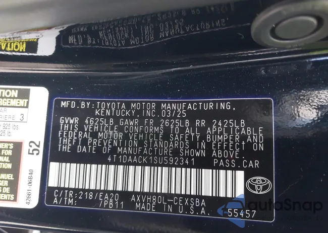 4T1DAACK1SU592341: 43270303