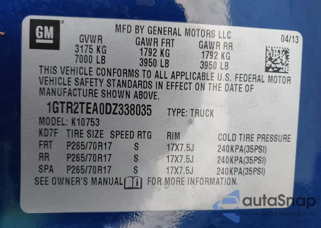 1GTR2TEA0DZ338035: 43270362