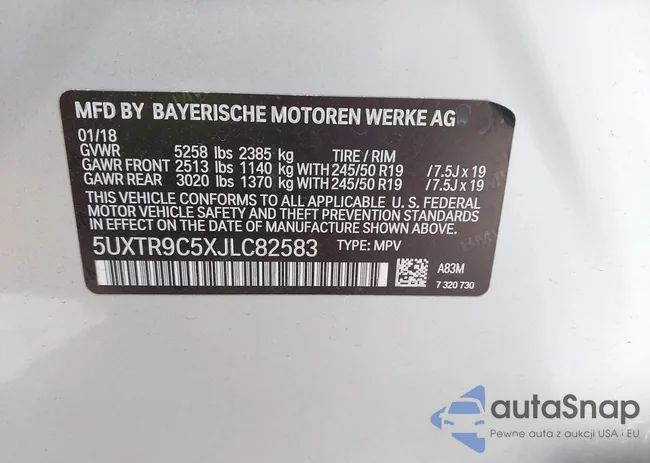 5UXTR9C5XJLC82583: 43269476