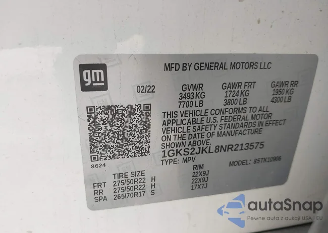 1GKS2JKL8NR213575: 43269600